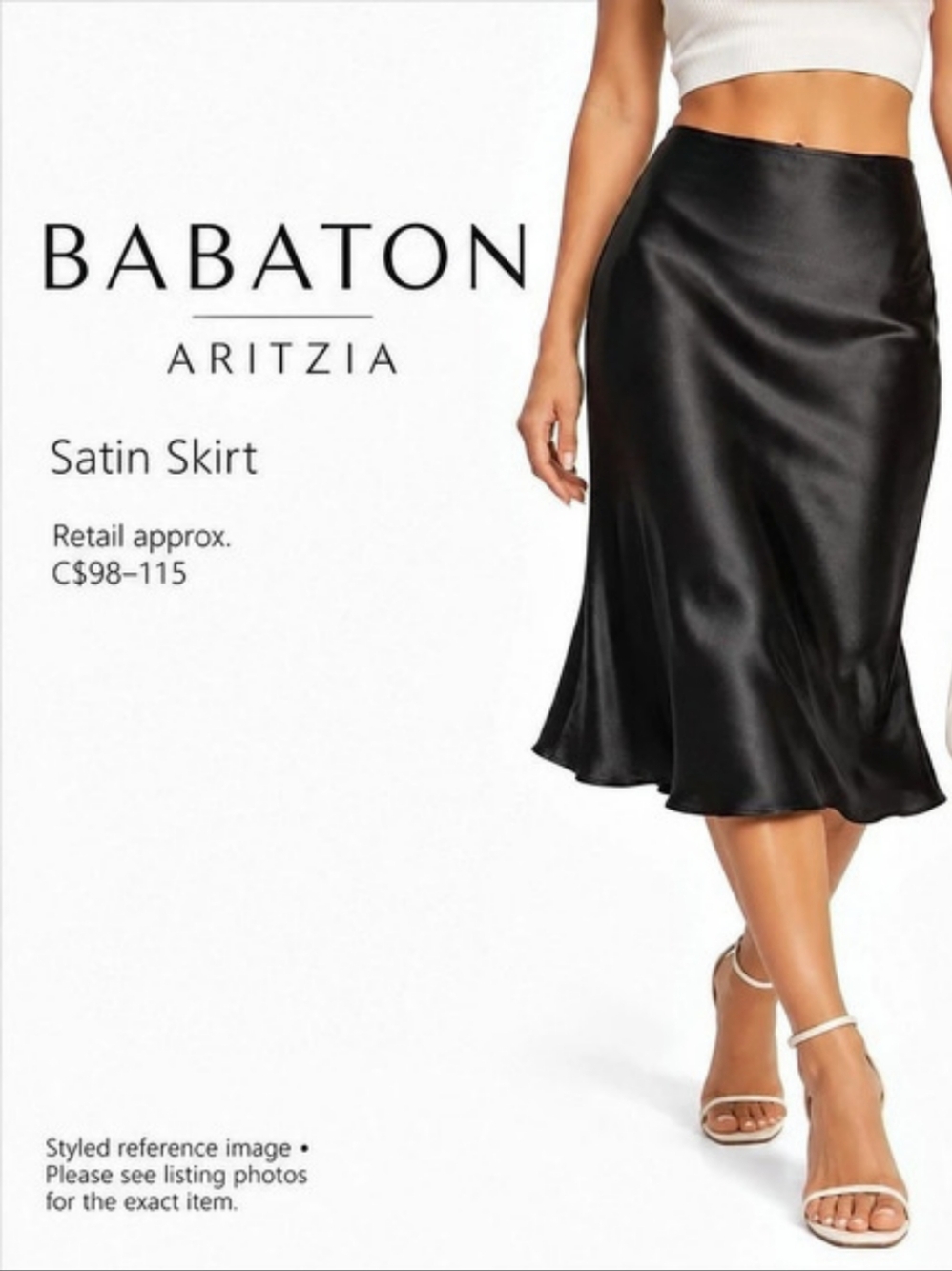 Babaton Slip Satin Midi Skirt Black Size 2
